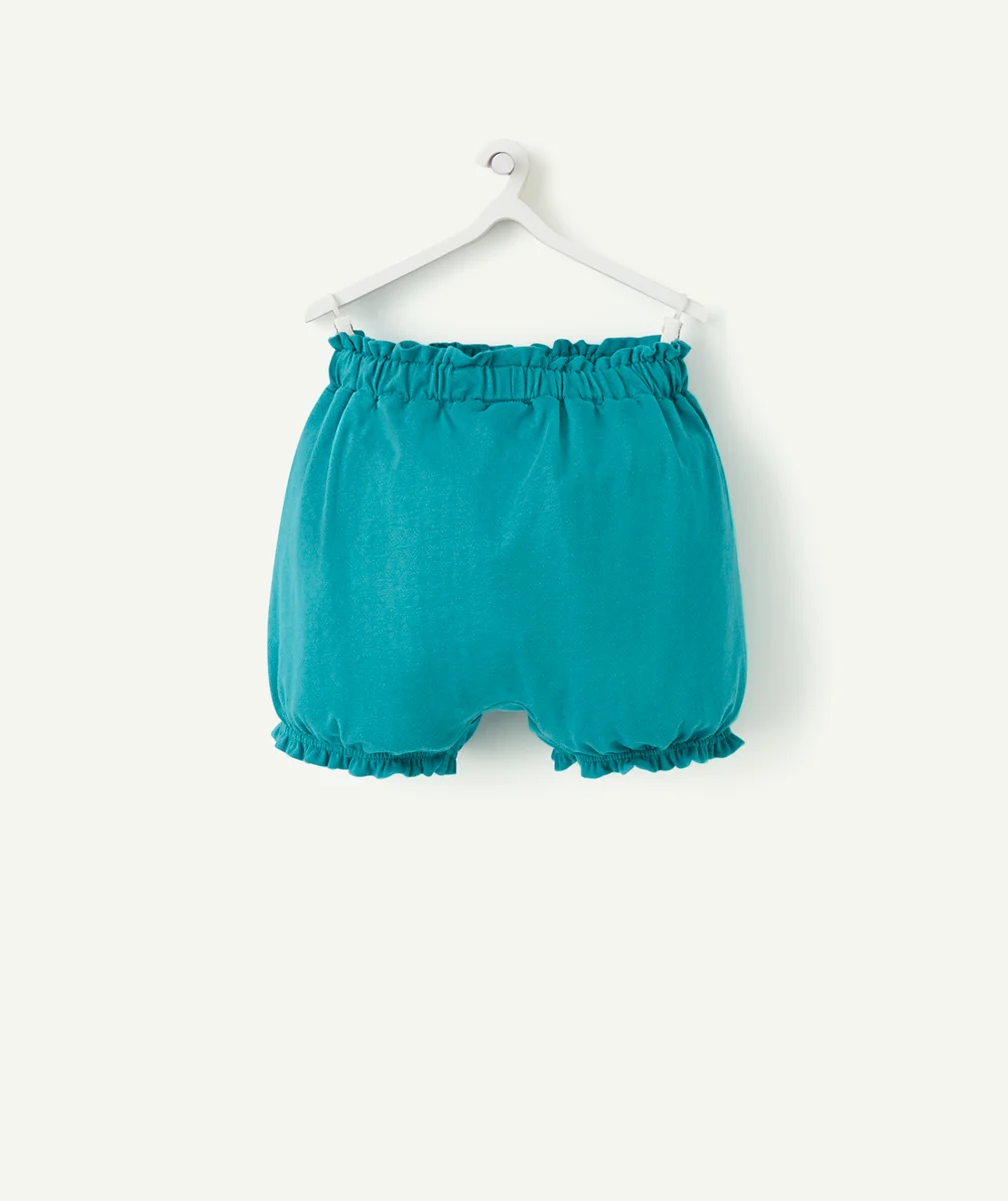 SHORT BÉBÉ FILLE EN COTON BIO VERT CANARD