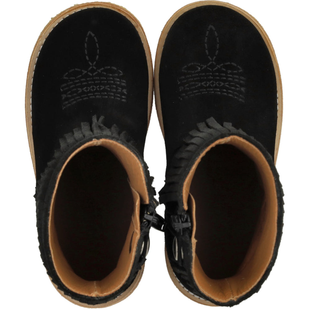 Køb Angulus Black Cowboystøvle Med Frynser Og Broderi