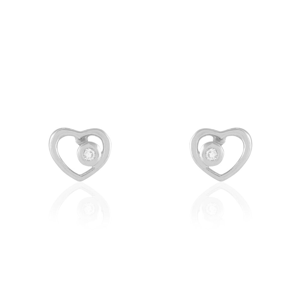 Boucles D'oreilles Puces Ashley Argent Blanc Oxyde De Zirconium