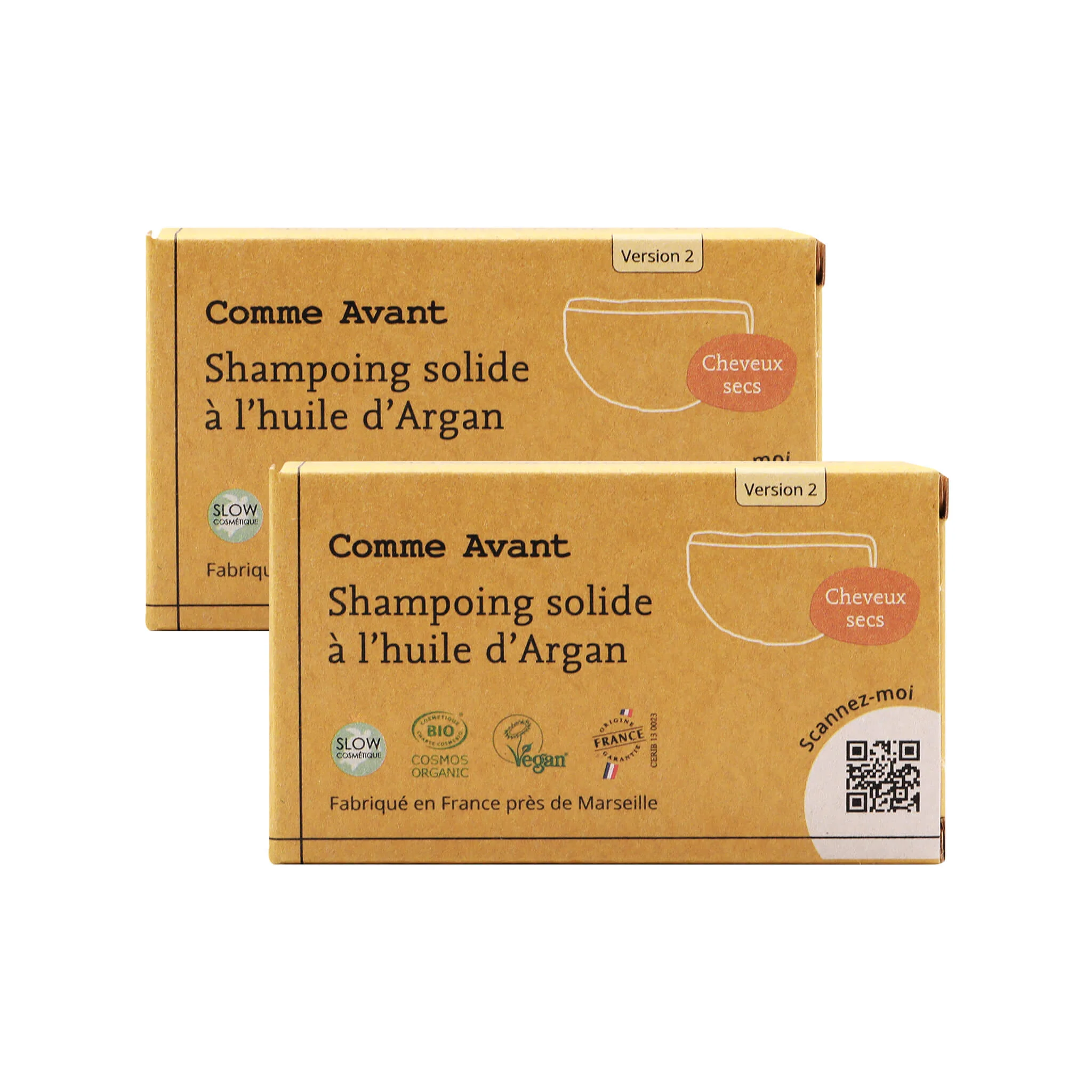 Shampoing solide cheveux secs ou abimés à l'huile d'argan - Version 2 - 1 shampoing - 70g