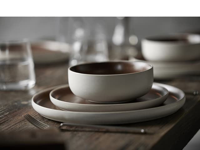 Studio Round Middagstallerken Matte white/Matte bark
