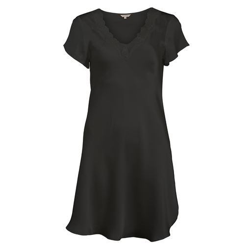 Lady Avenue Pure Silk Natkjole, Black, L