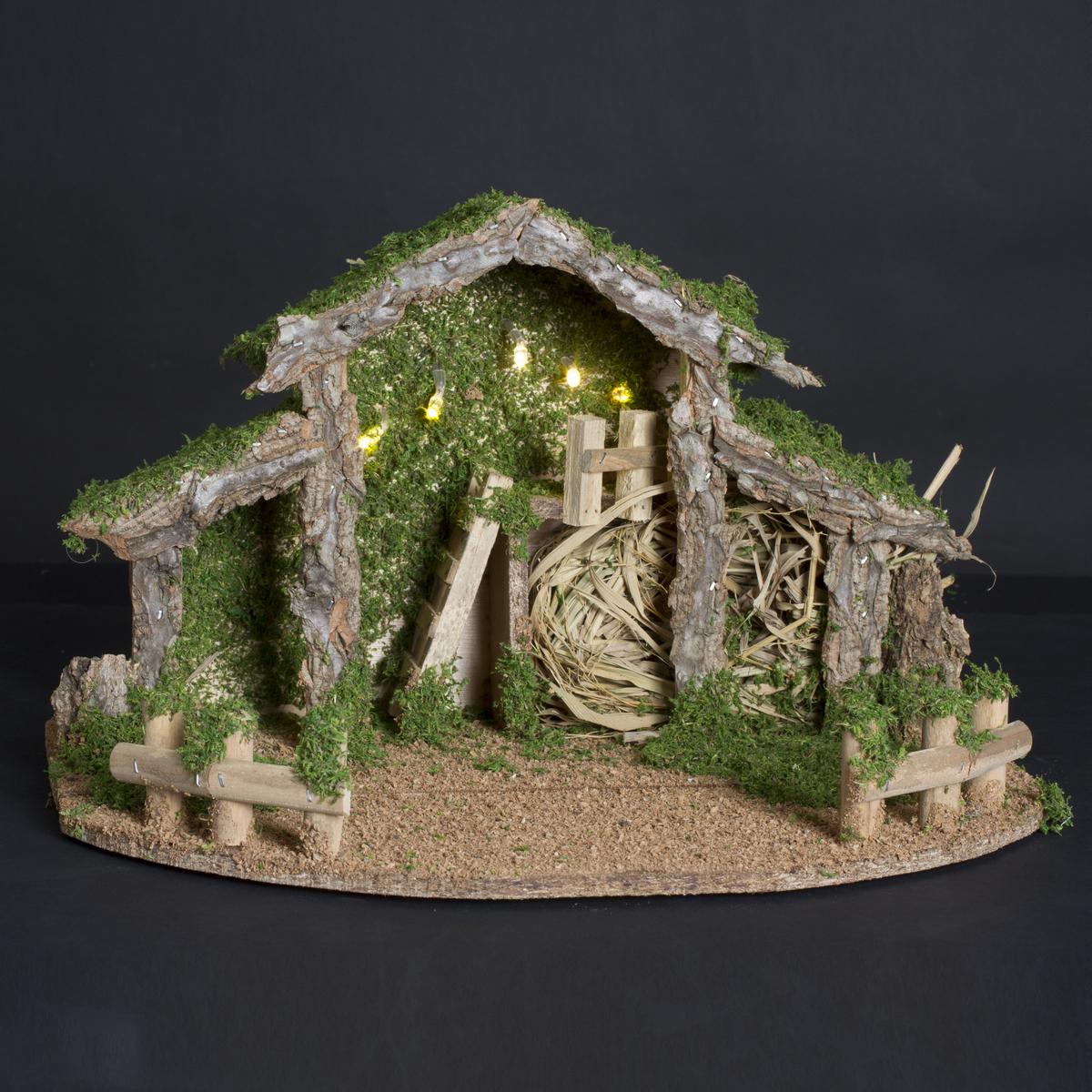 CRECHE DE NOEL VIDE 5 LED H.22.5CM