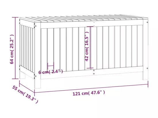 Boîte de rangement de jardin Gris 121x55x64 cm Bois de pin