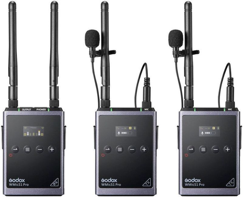 Godox - WMicS1 Pro Kit 2 - Draadloos Microfoonsysteem - Zwart - Inclusief Twee Lavaliermicrofoons