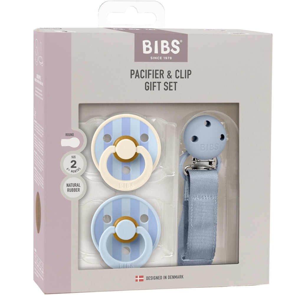 Køb Bibs Dusty Blue Sut & Clip Gift Sæt Pin & Block Latex