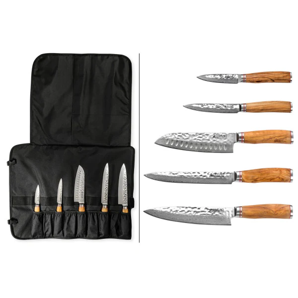 Trousse de chef 5 couteaux de cuisine Wusaki Damas VG10 Wusaki
