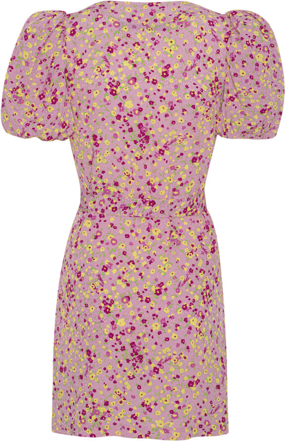 ROTATE Birger Christensen Jacquard Belted Dress Fuchsia pink comb.