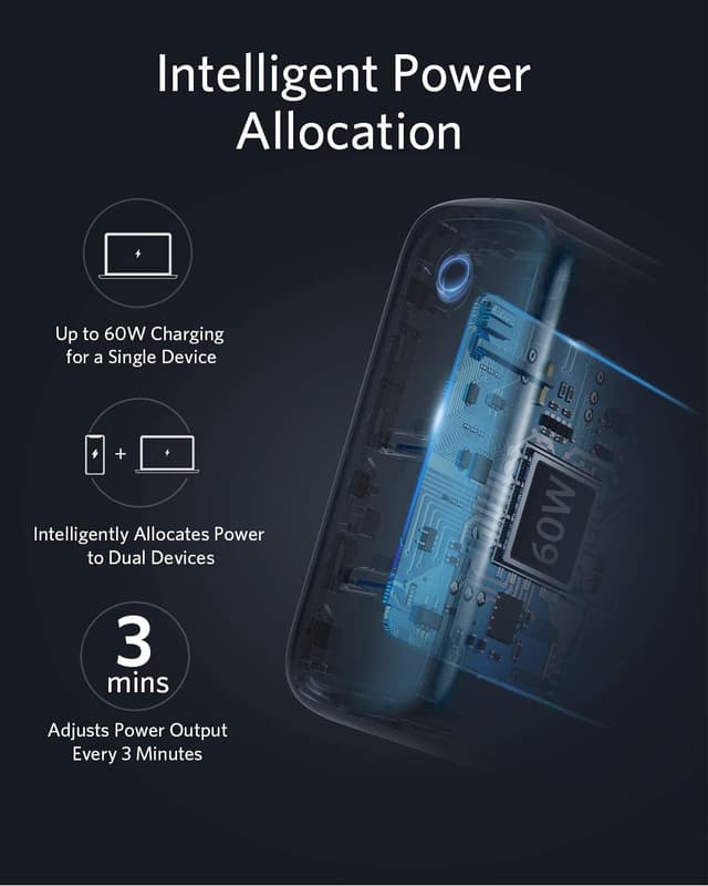 Anker PowerPort III 2-Port 60W USB-C oplader (hvid)