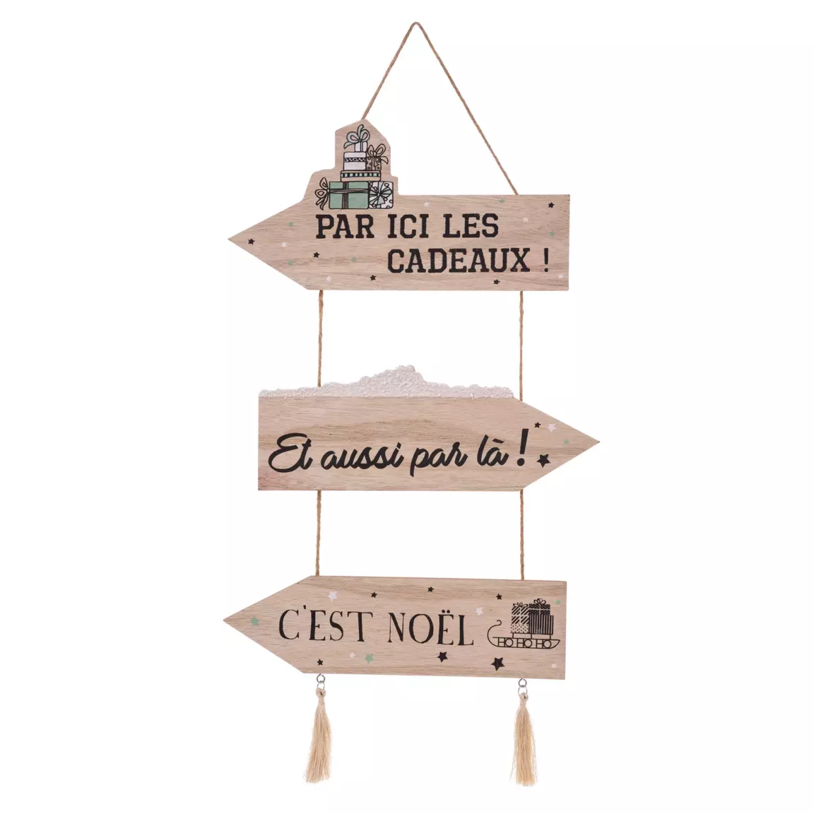 Pancarte de Noël en bois (H50 cm) 