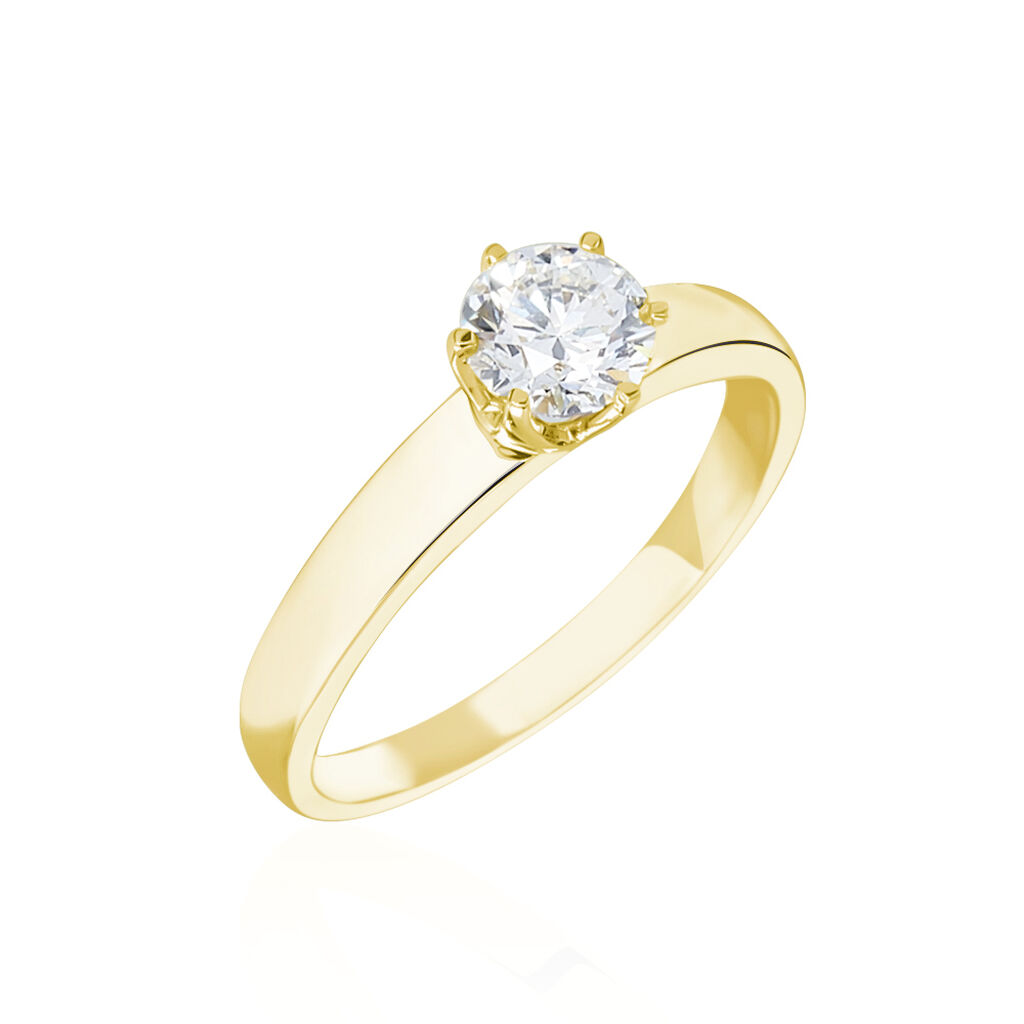 Bague Solitaire Or Jaune Diamant Synthetique