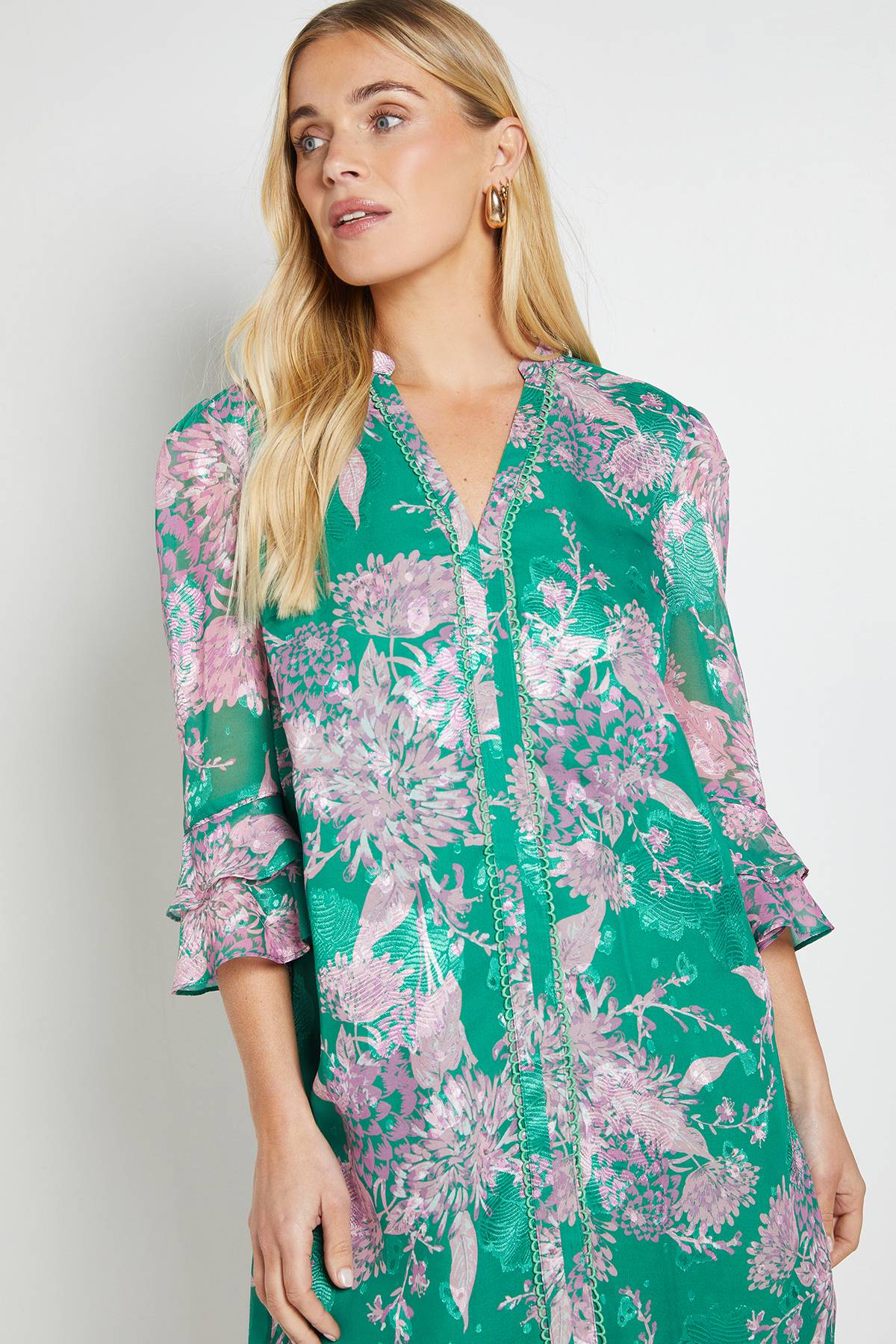 Wallis Robe Droite À Volants Petite Taille Imprimé Floral Dévoré