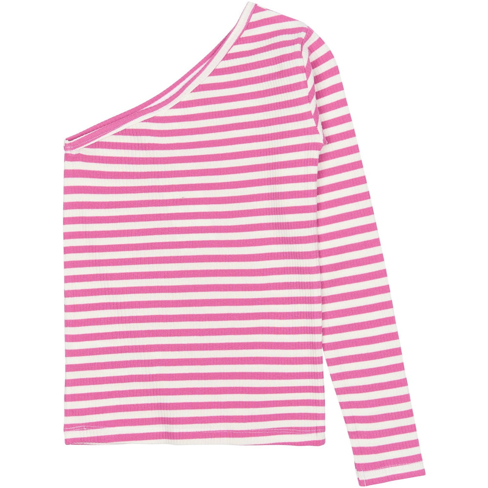 Køb The New Ibis Rose Striped TNMoore One Shoulder Rib Tee