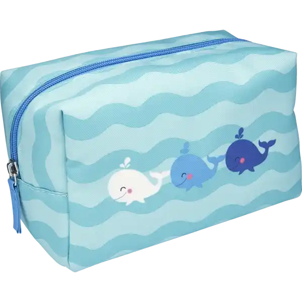 Kinder Kulturtasche blau mit Walen