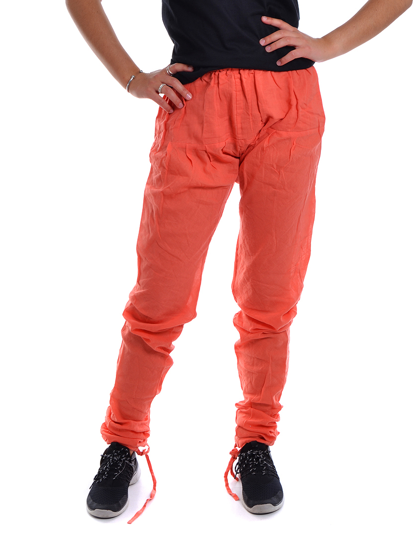 Women's Casual No Pleats Orange Trousers