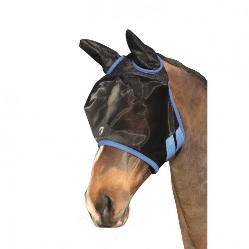 Papa-moscas equestre com protetores auriculares pretos/azul-palácio