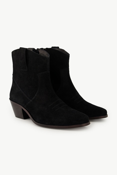 Leder-Stiefeletten, Veloursleder, Cowboystiefel, Weite H