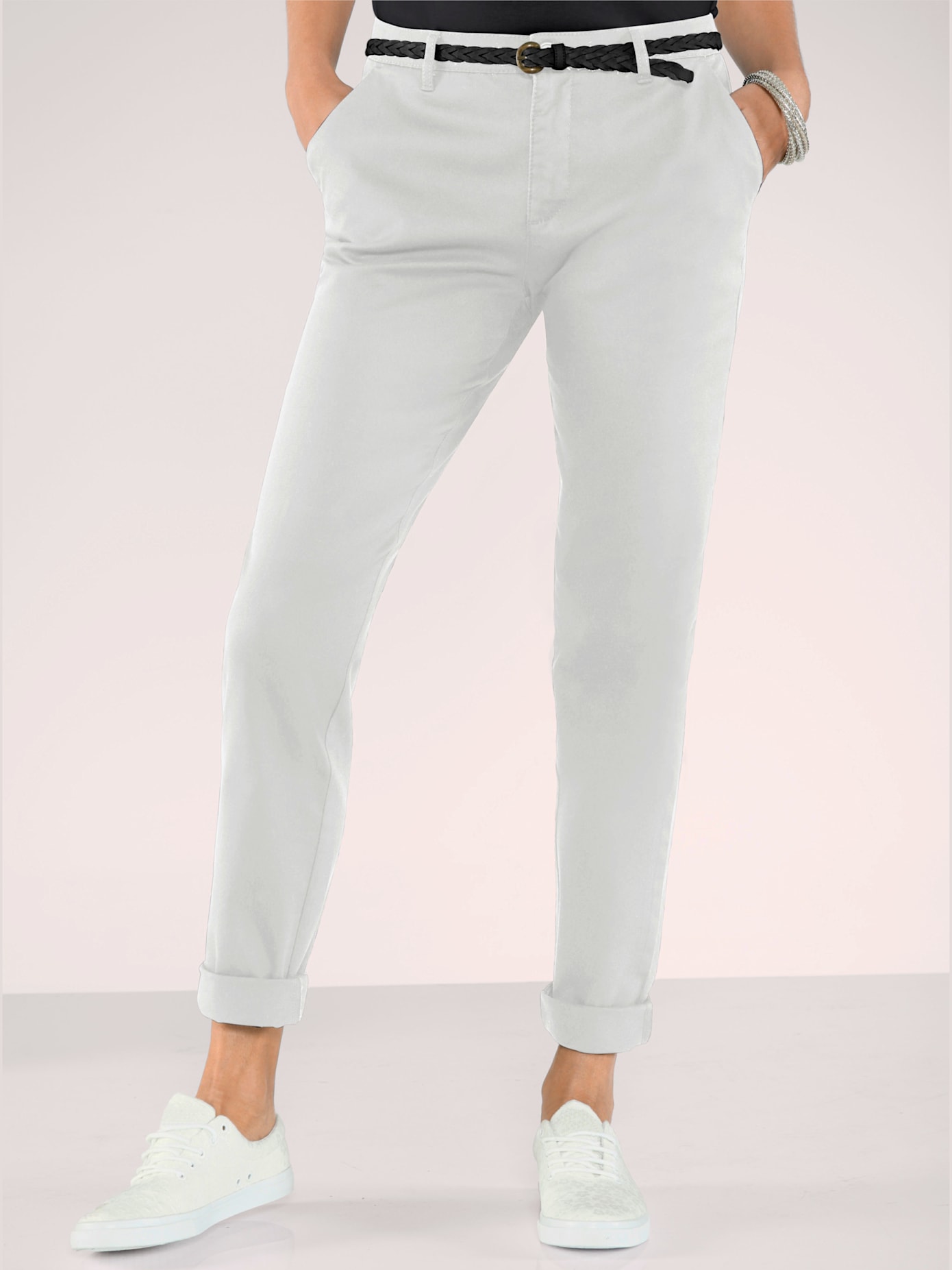 Pantalon chino femme en coton extensible