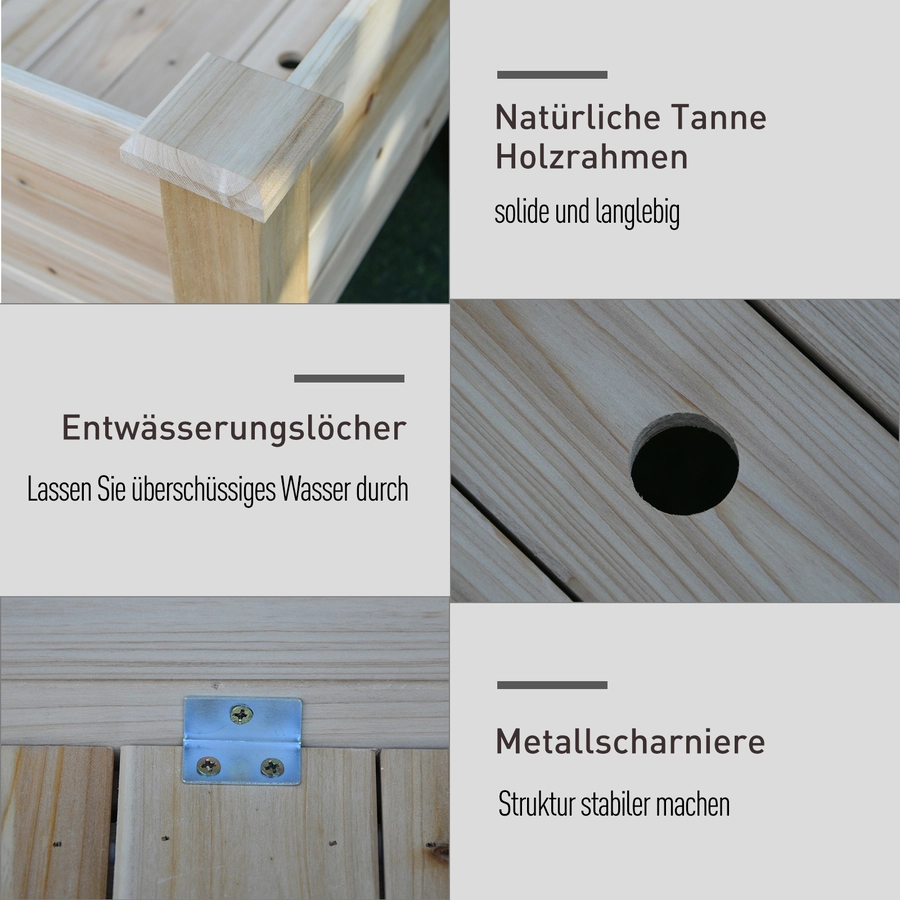 Outsunny Hochbeet 2 Stufen natur