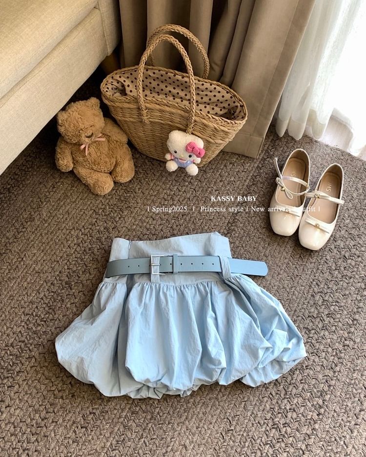 Metonymph - Set: Hoge taille effen papieren minirok + riem