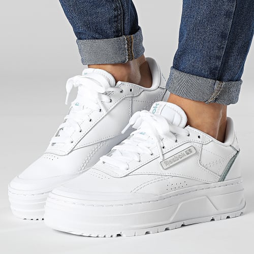 Baskets Femme Club C Double GEO GZ2158 Footwear White Sea Grey Silver Metallic