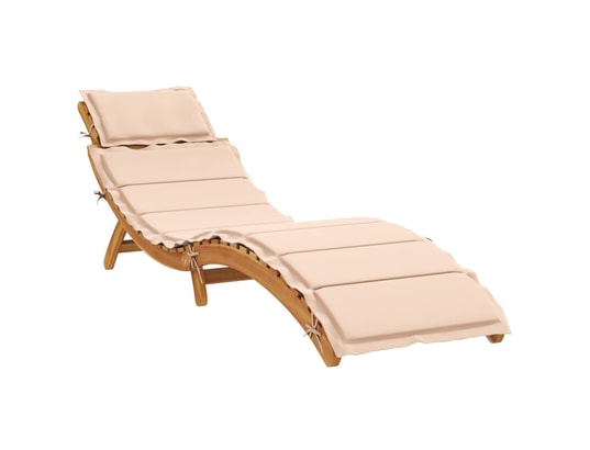 VIDAXL - Bain de soleil Chaise longue avec coussin beige bois d'acacia solide