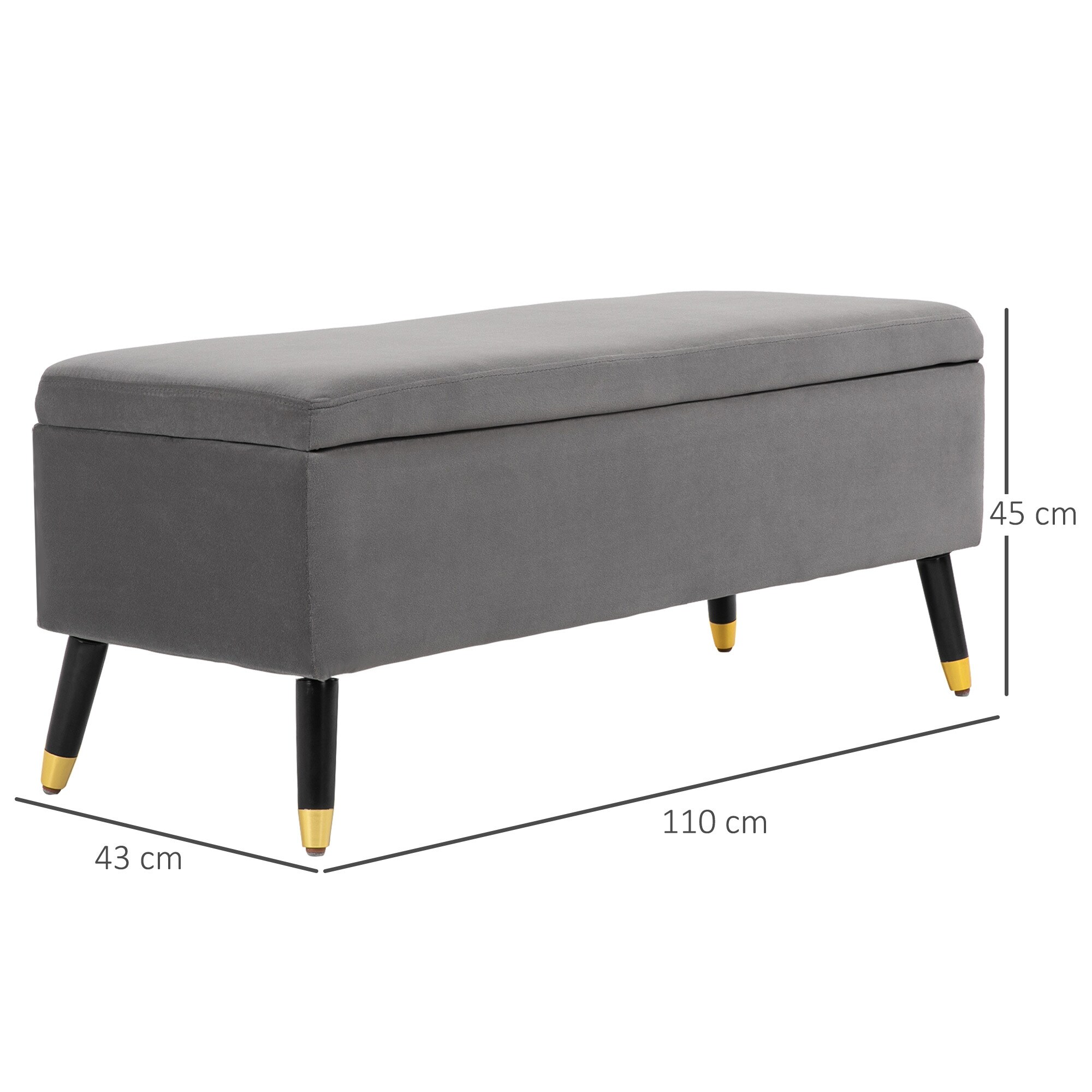 HOMCOM Sitzbank mit Stauraum grau 110 x 43 x 45 cm (BxTxH)