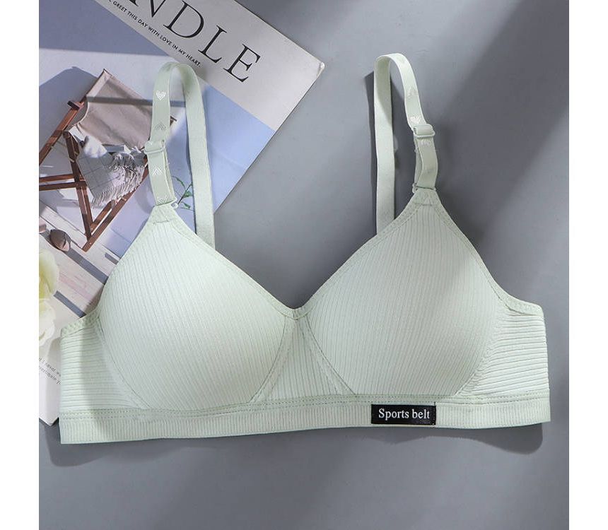Sundewea - Geribde draadloze bh met effen label en appliqué