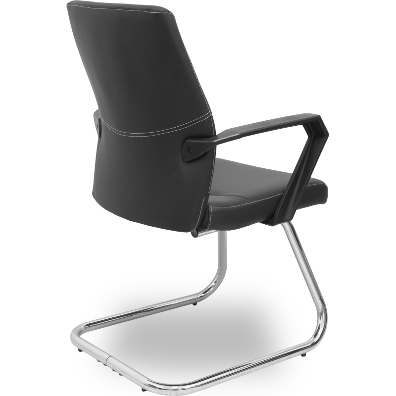 Chaise visiteur Opti520PA avec pieds luge en similicuir noir