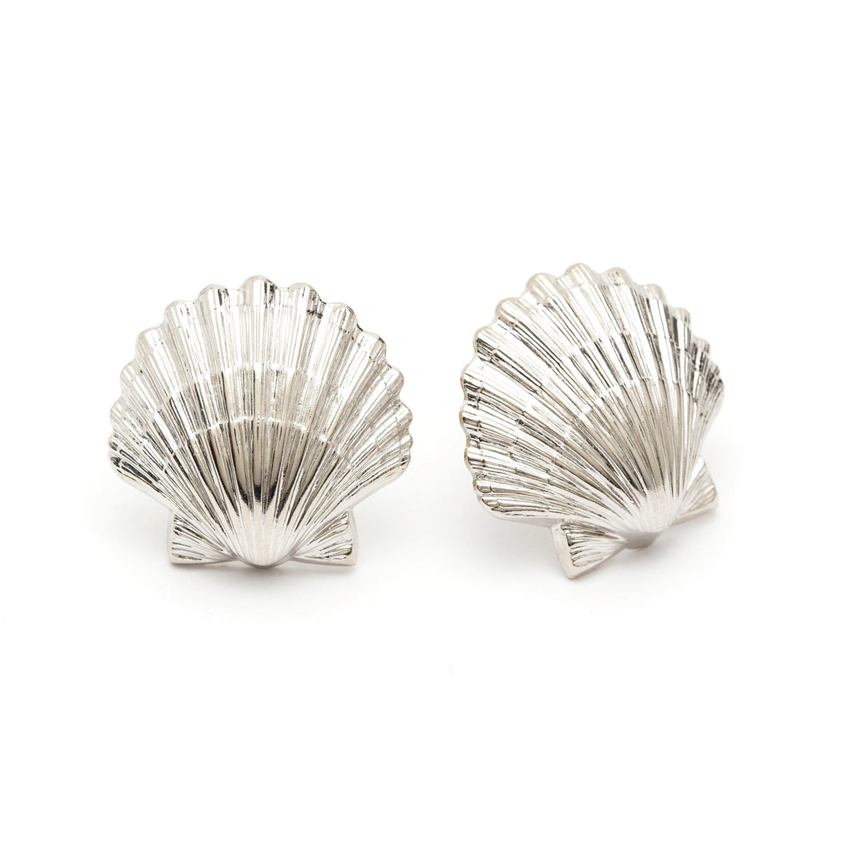 maxi boucles d'oreilles puces coquillages plaqué argent - NÉRÉE