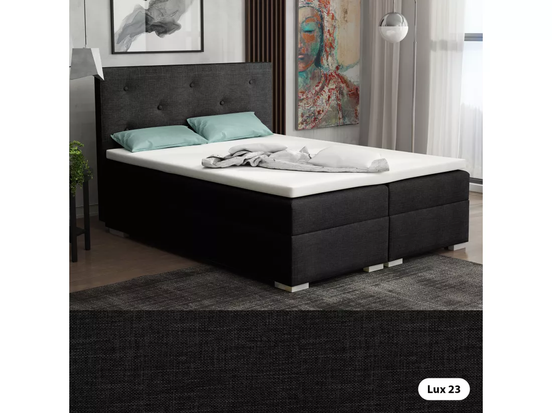LIT BOXSPRING avec surmatelas Holta 180x200 cm, Lux 23 (Noir)