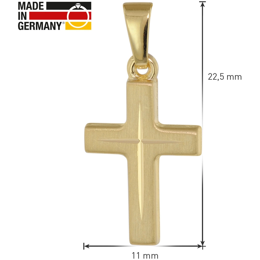 trendor Kreuz-Anhänger für Kinder Gold 333 + goldplattierte Silberkette gold