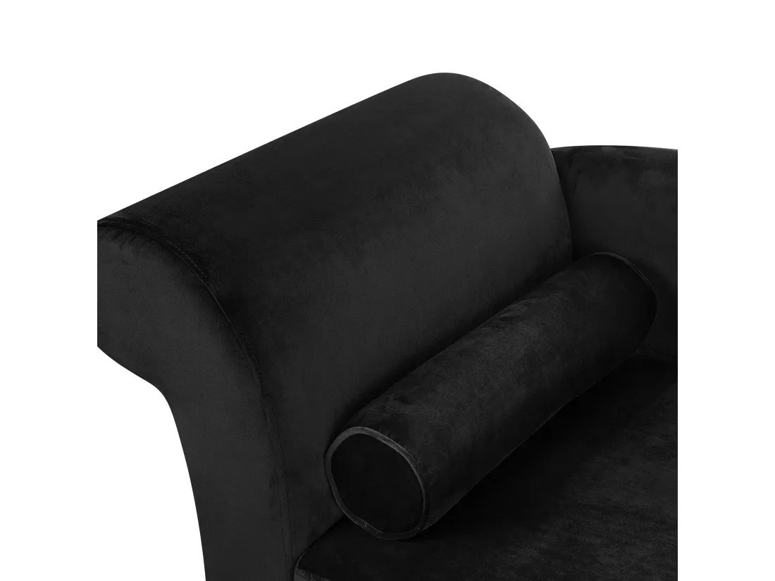 Chaise longue côté droite en velours noir LUIRO