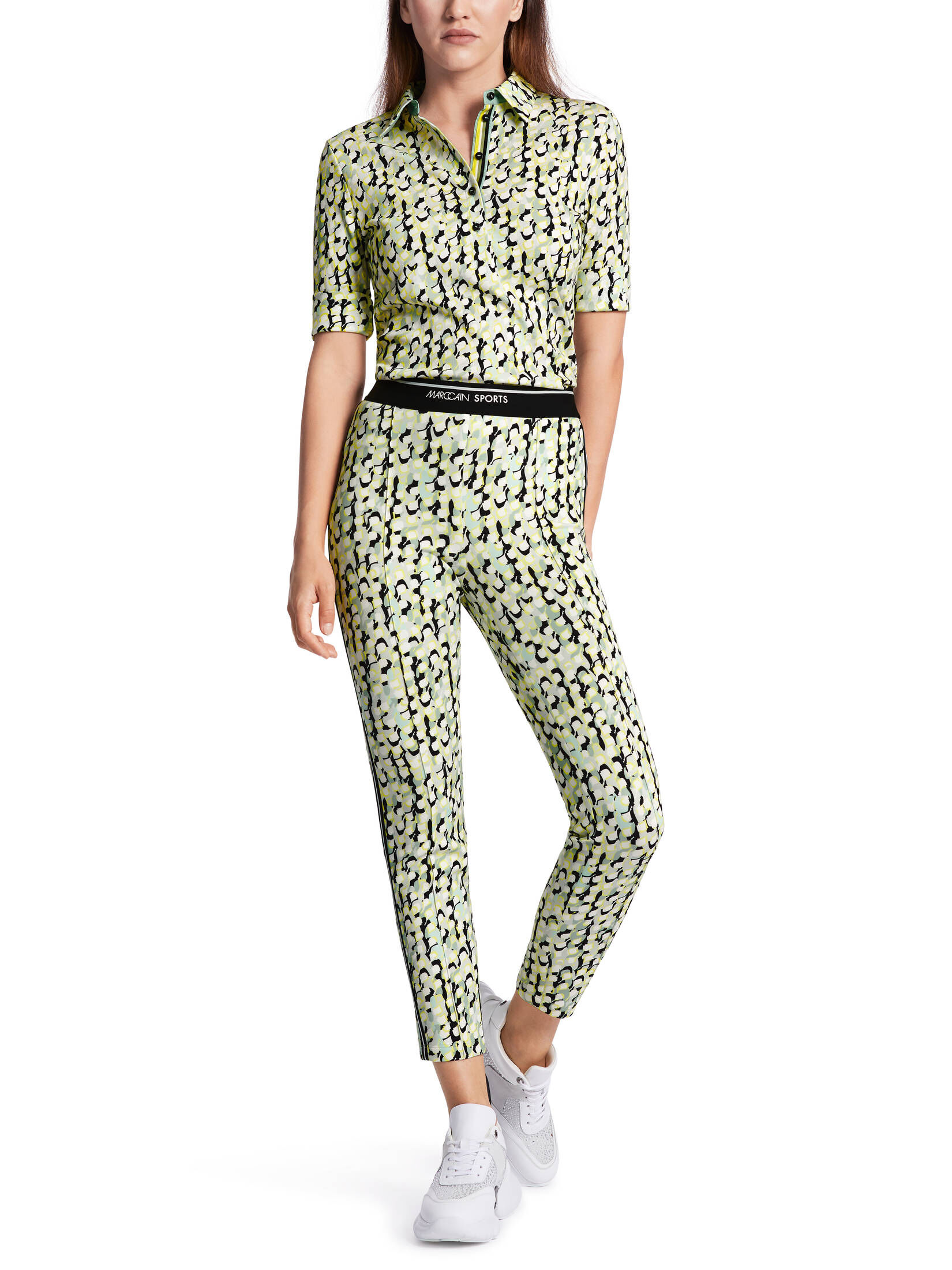 Marc Cain| Damen Hose SOFIA mit Alloverprint und Galon Slim Fit