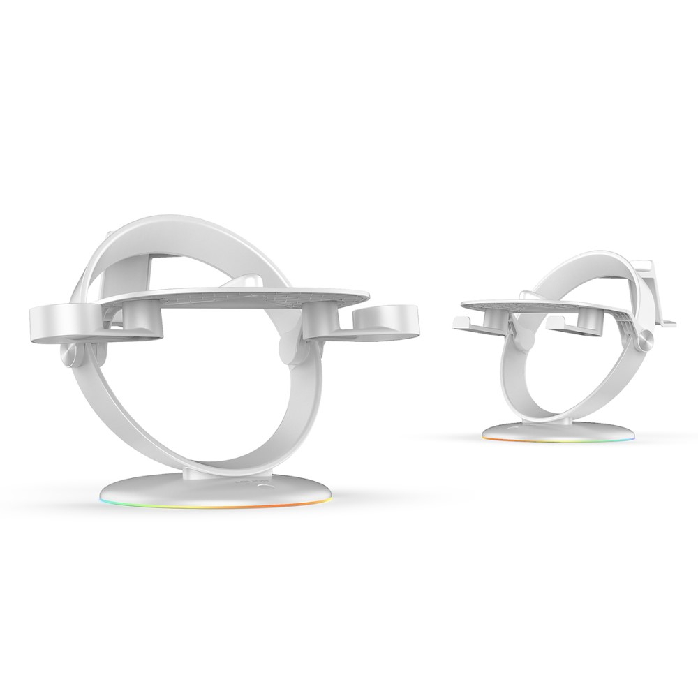 3in1 Meta Quest / Oculus Quest 2 Halterung für VR Brille / Controller   Kopfhörer mit RGB LED - Weiss