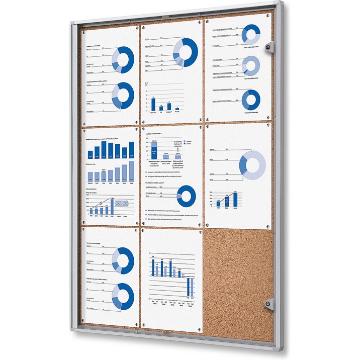 Vitrine d'affichage intérieur Economy fond liège cadre aluminium