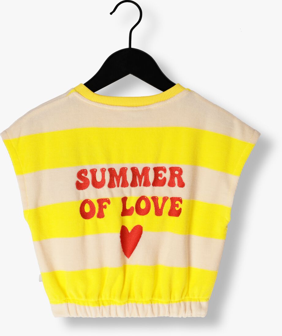 CARLIJNQ gele carlijnq top stripes yellow - balloon top with embroidery