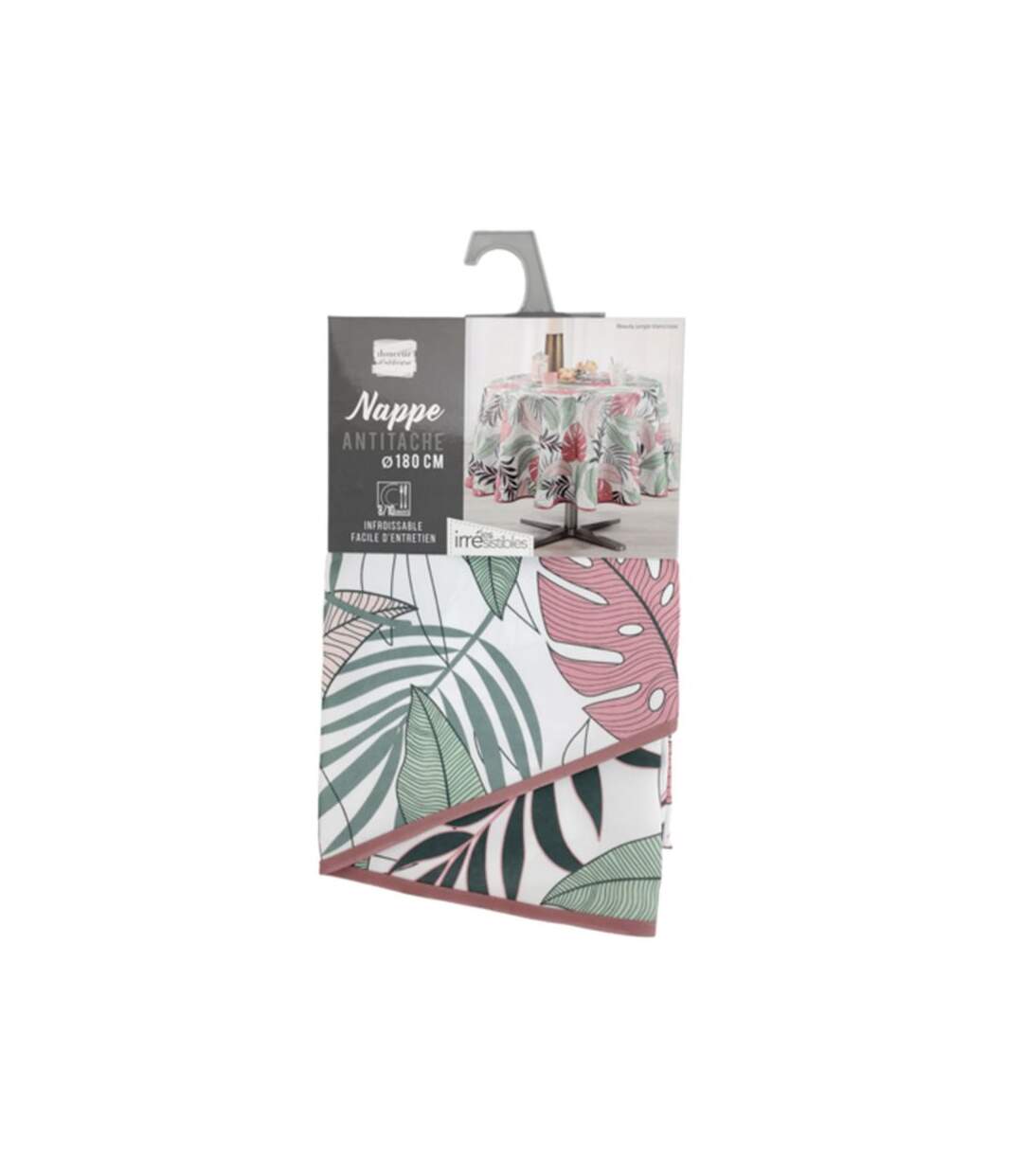 Nappe Antitache Ronde Beauty Jungle 180cm Blanc & Rose
