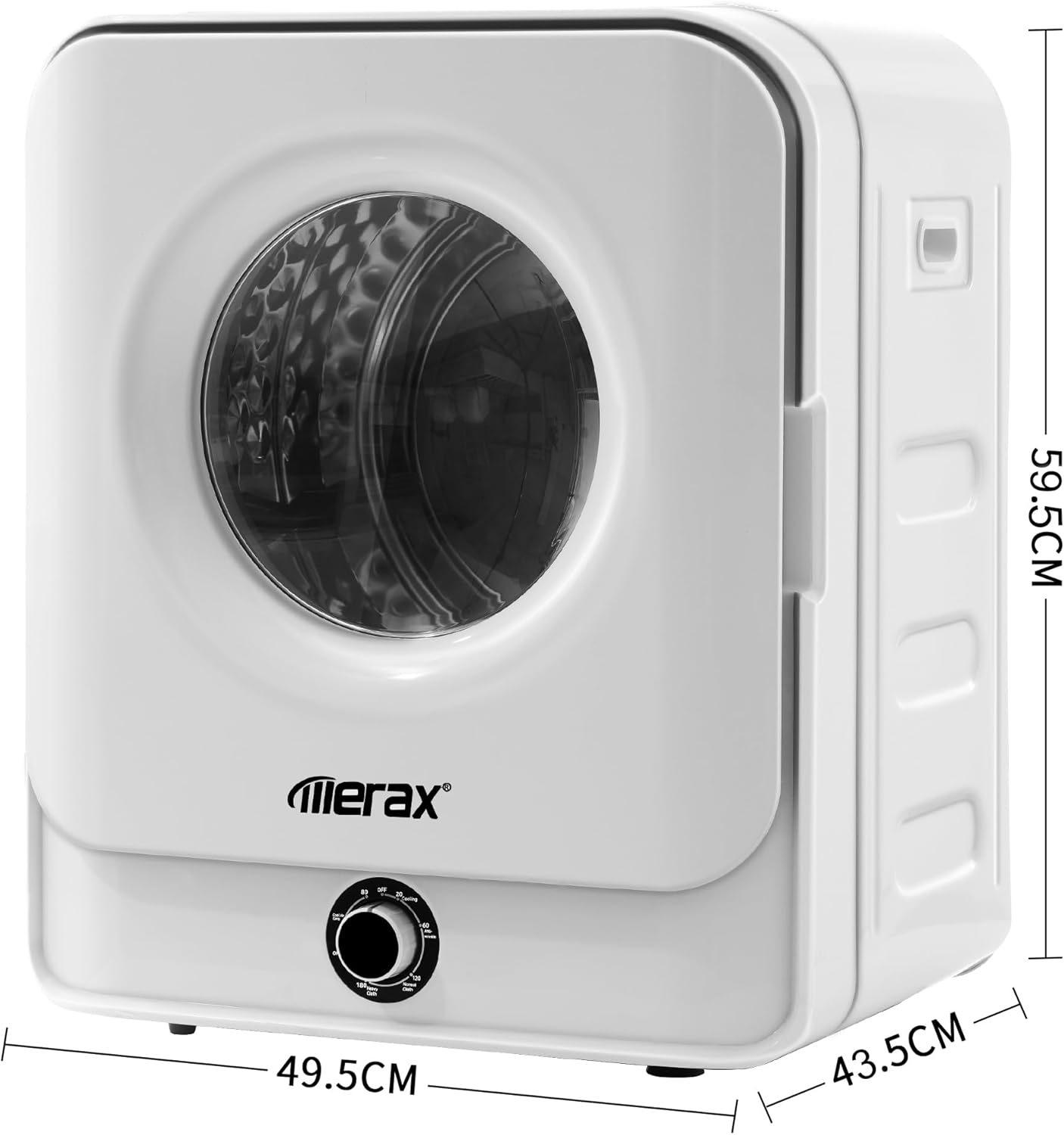 Merax Klein Trockner, Mini Wäschetrockner, Ablufttrockner mit 5 Programme, Wandmontierbar Ablufttrockner, Überhitzungsschutz und Mehrfachfiltration, 3KG, 830W, Weiß, 49,5 * 43,5 * 59,5 cm