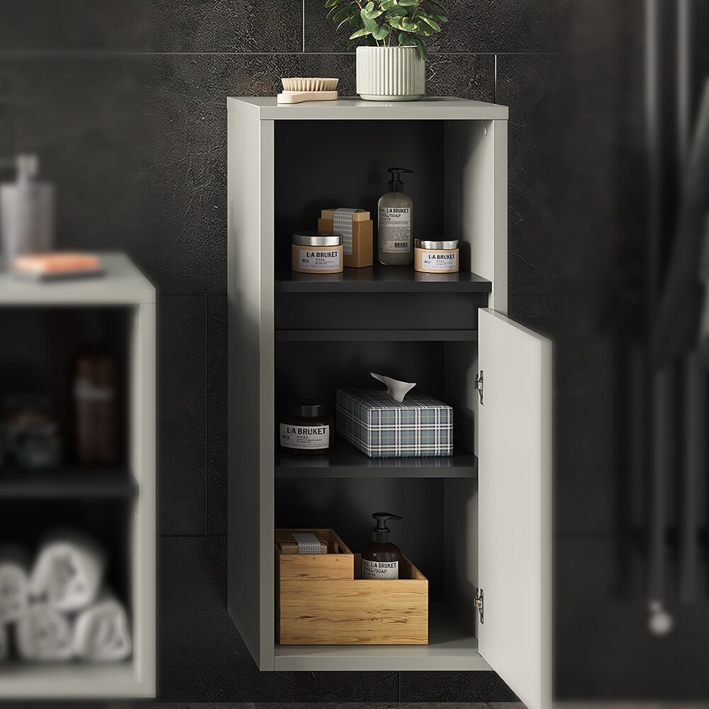 Vicco Midischrank Badschrank Badezimmermöbel Viola Grau Anthrazit modern 38x80 Badezimmer Schrank Badmöbel Schranktür Schrankfach Ablage Aufbewahrung