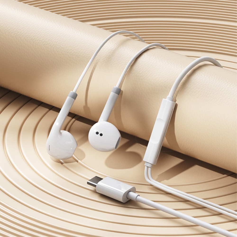 In-Ear Kopfhörer USB-C Anschluss mit Mikrofon und Lautstärkeregler - Weiss