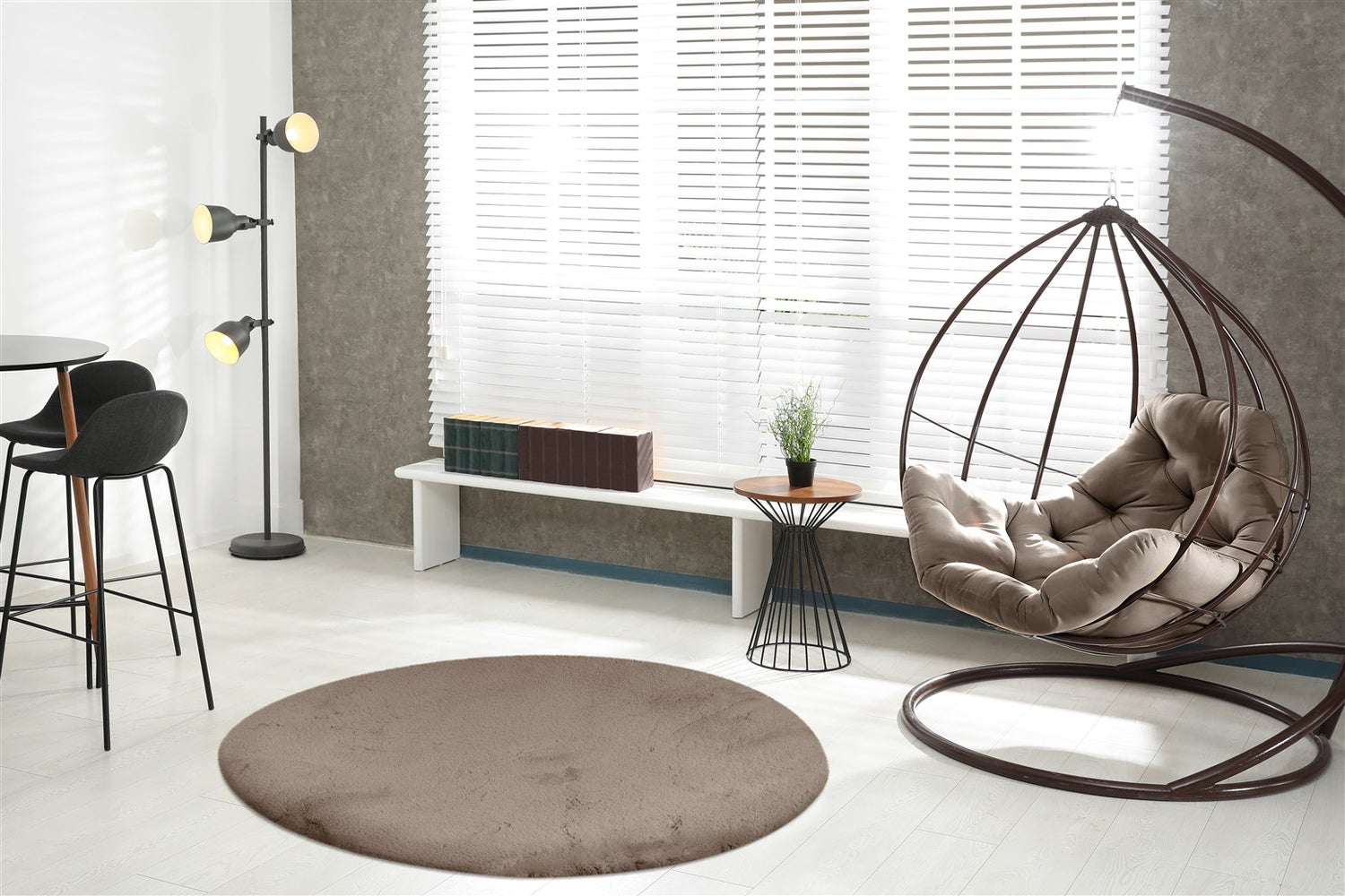 Shaggy tapijt Aeoluxe Taupe 22 mm effen Ø 160 cm