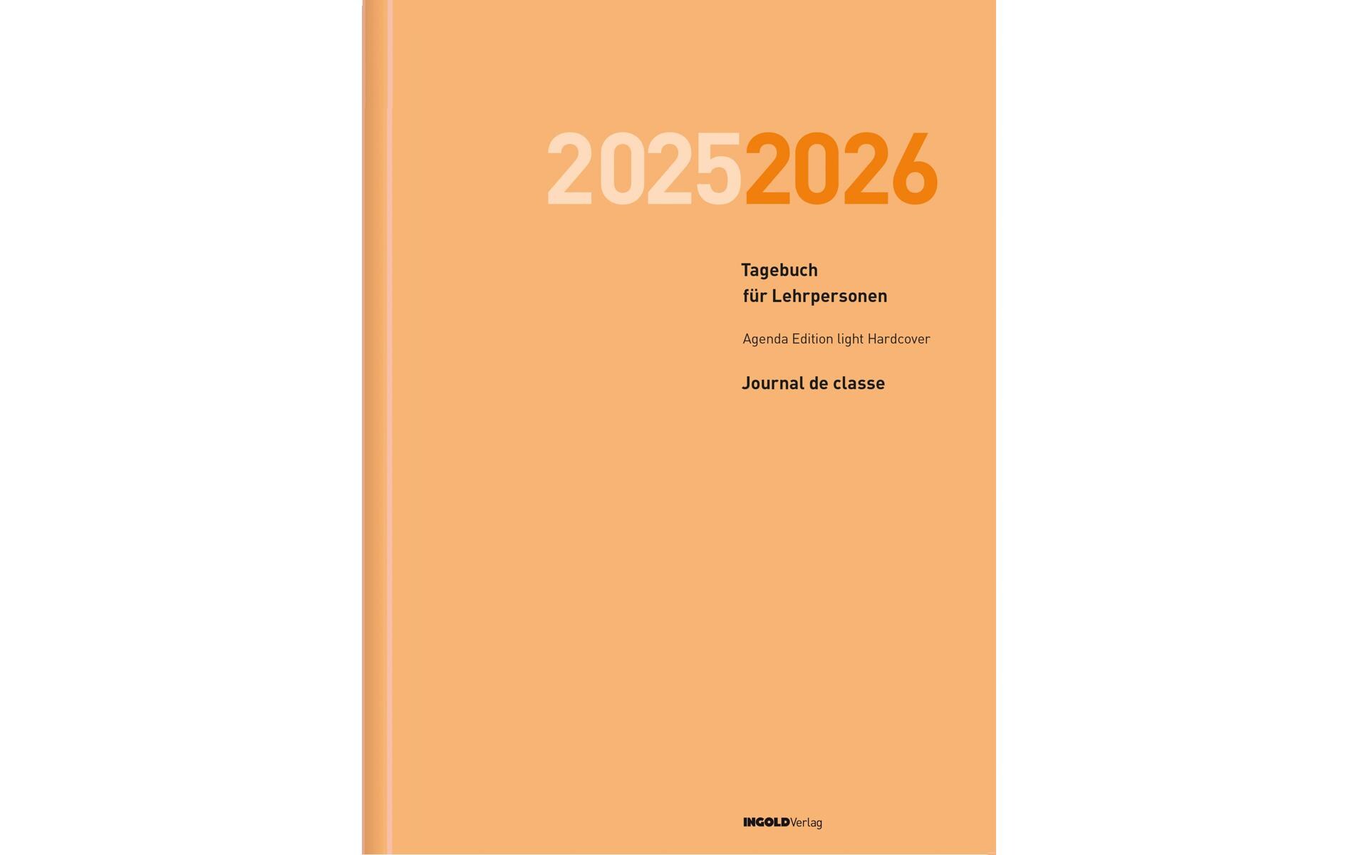 Tagesagenda Edition light Hardcover 2025/2026, HellorangeDas Hardcover-Tagebuch für Lehrerinnen und Lehrer, mit Datum, ohne Verzeichnis