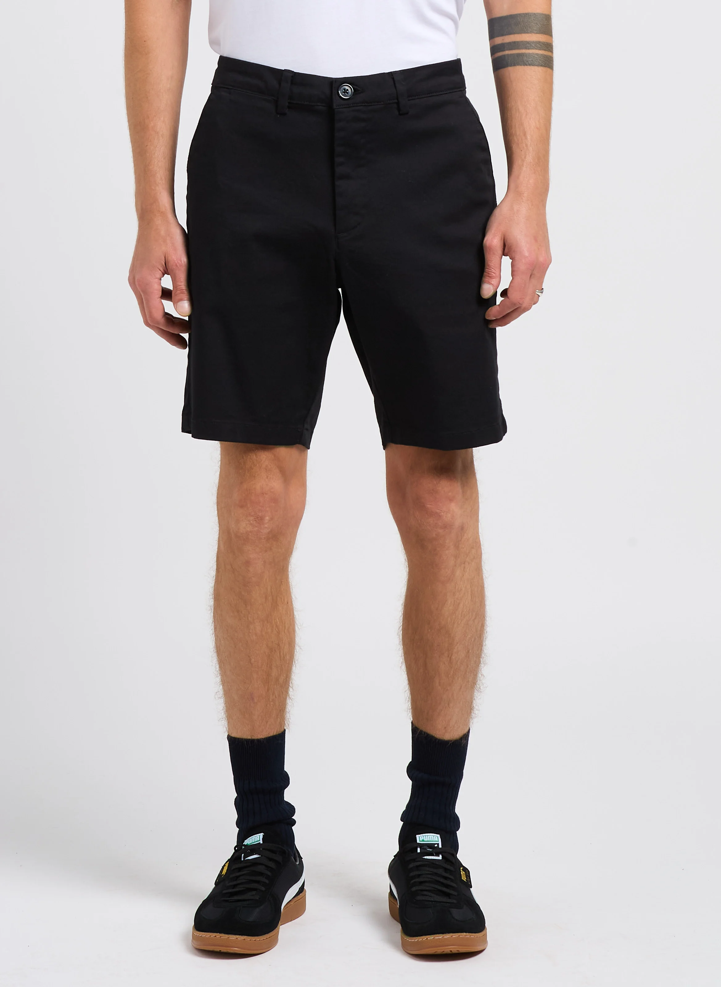 MILES - Short chino en coton bio mélangé | Noir