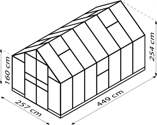 Vitavia Olymp 11500 kas, dubbelwandige polycarbonaatplaten, 6 mm, 257 x 448 cm, zwart