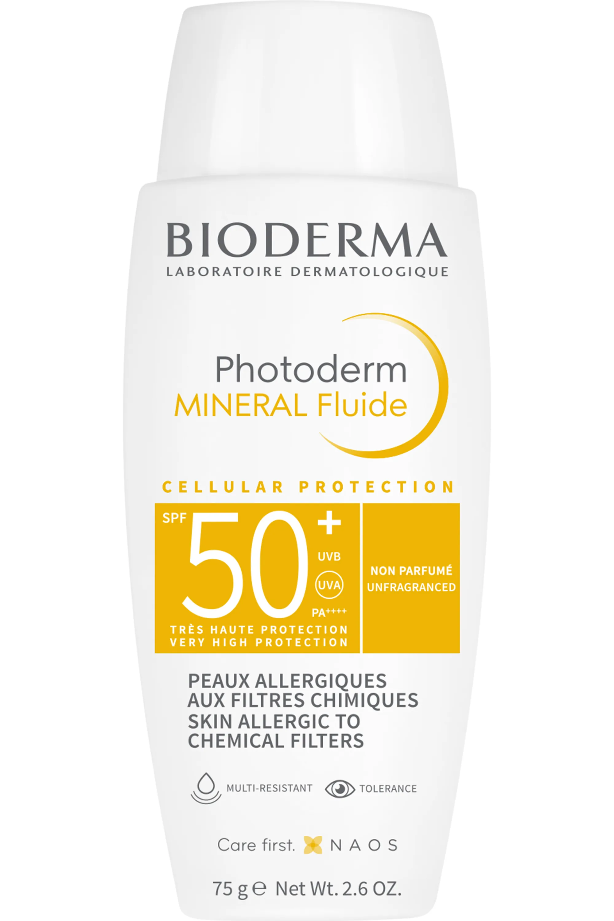 Bioderma Crème solaire peaux allergiques Photoderm Minéral Fluide SPF50+-75 g