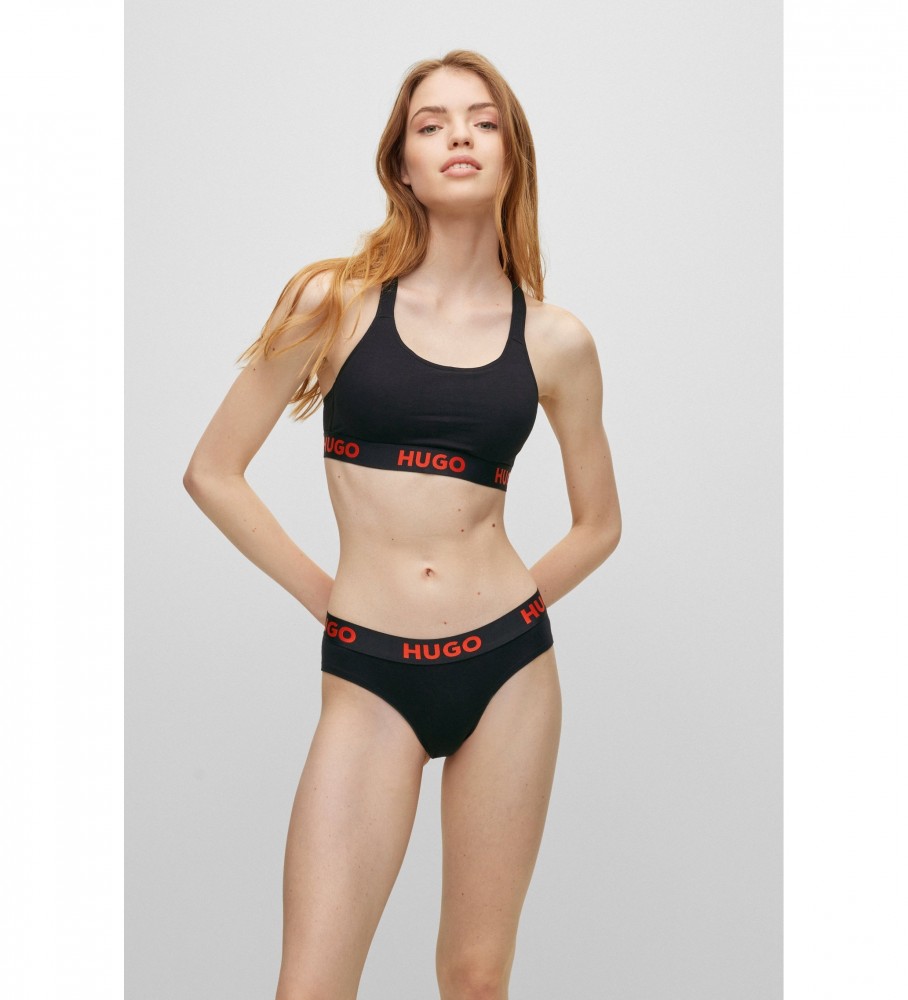 Sutiã Bralette Elástico HUGO Logos, Preto