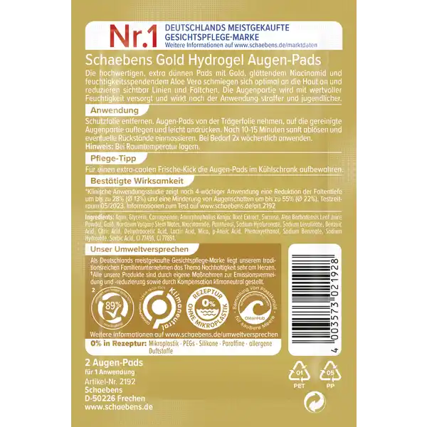 Gold Hydrogel Augen-Pads