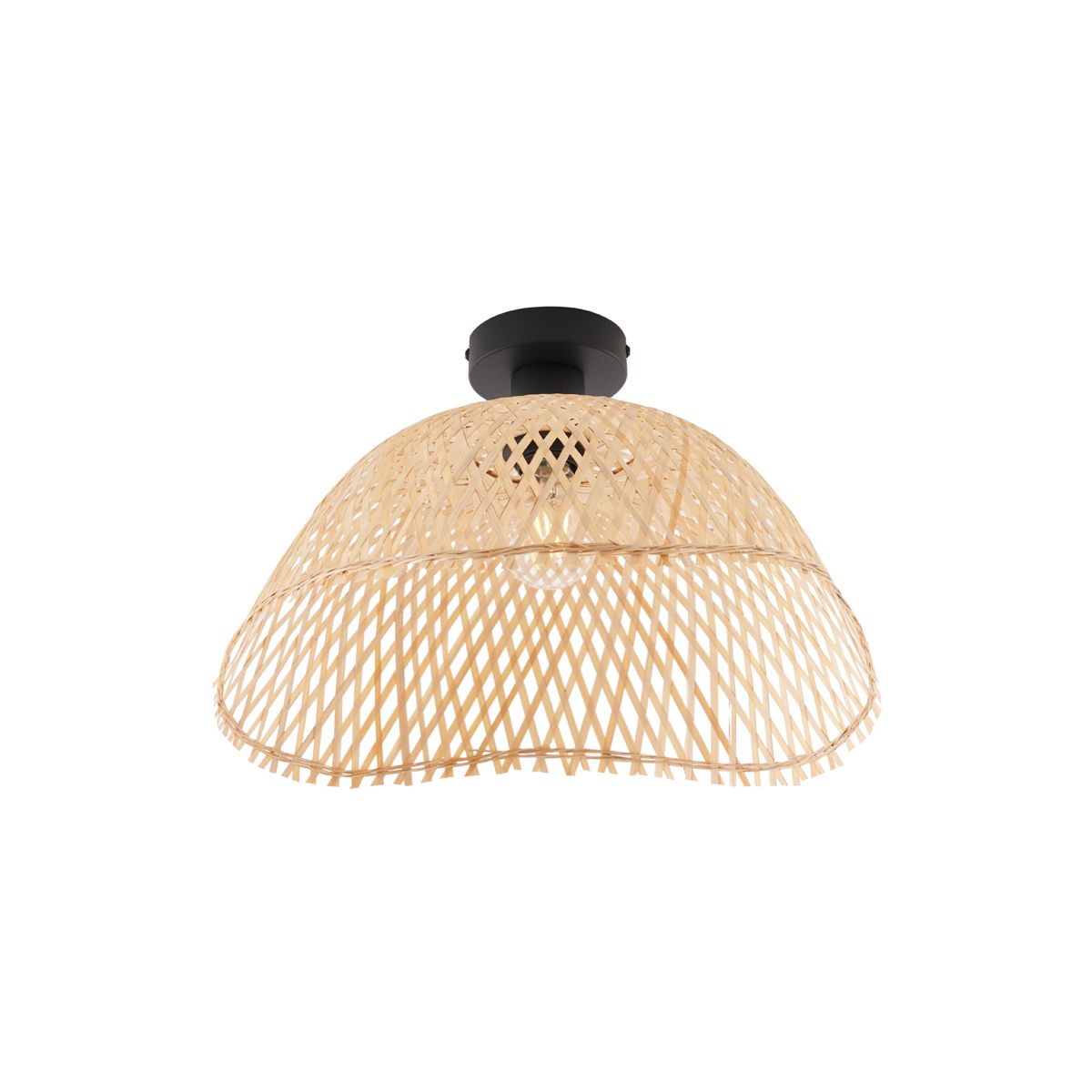 Art Deco plafondlamp zwart met naturel bamboe 40cm - Alka
