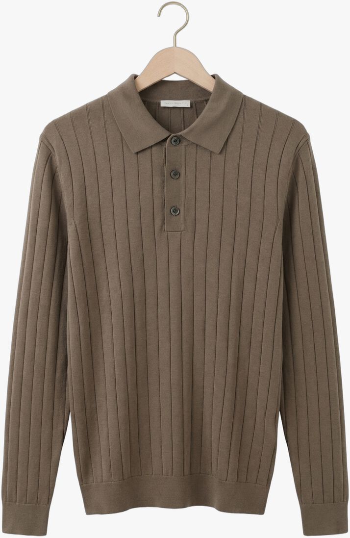 taupe profuomo trui polo ls beige aero ease rib